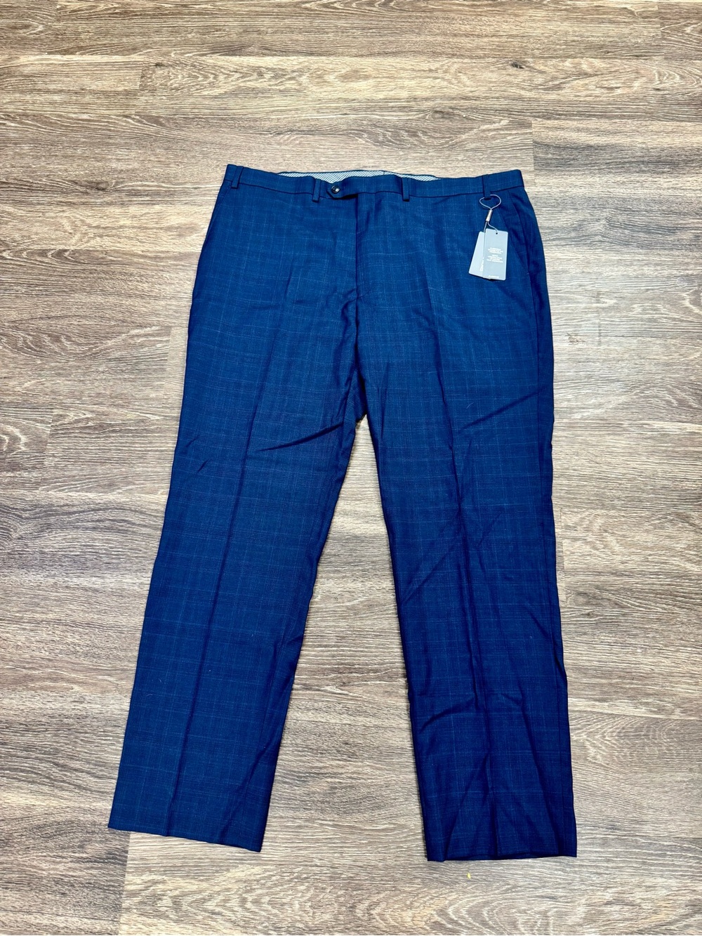 Michael Kors Malone Men's 42x32 Blue Plaid Wool Blend Classic Fit Dress Pants
